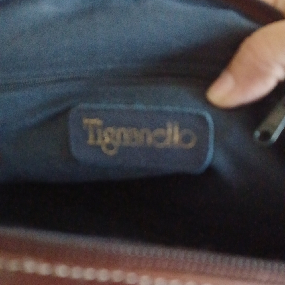 Tignanello navy and tan leather purse, 11" x8"x3", very clean - Picture 5 of 8
